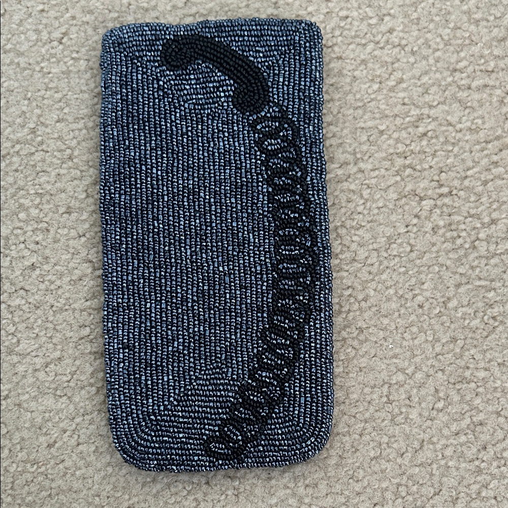Blue/Black Beaded Phone/Eyeglass Case